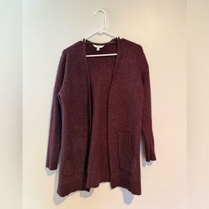 Time and Tru Maroon Open-Front Cardigan